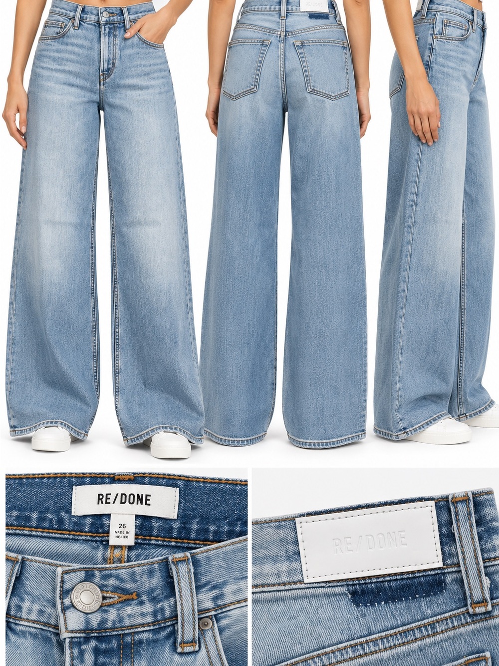 RE/DONE Women’s Light Wash High Rise Wide Leg Jeans Size 26 NWT